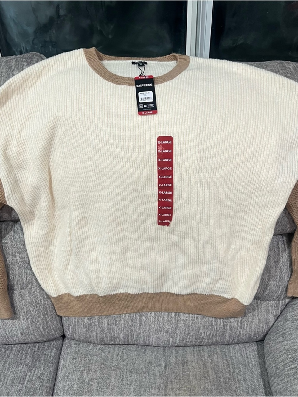 Express Woman’s XL Eggnog/Pecan Pullover Sweater NWT, $ 78 MSRP